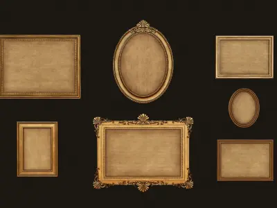 Antique Picture Frames - PBR Game Ready Low-poly 3D model