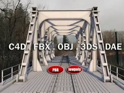 Iron Railway Bridge Low-poly 3D model