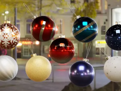 New Year and Christmas decorations Low-poly 3D model