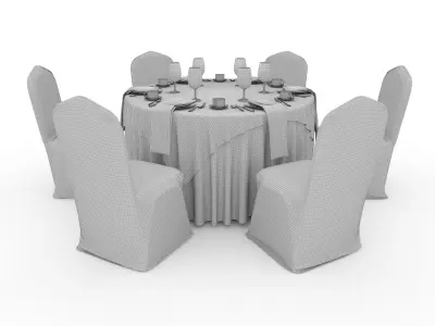 Banquet Table and Chair 20 3D model