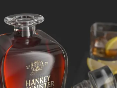 Hankey Bannister 40 YO Scotch Premium Whisky Carafe with Drink 3D model