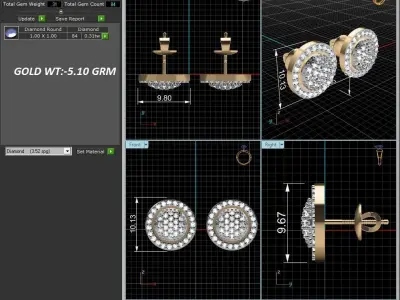 Women Solitaire Diamond Earring 3D print model