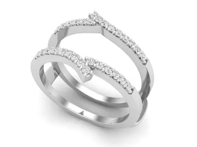 AV 509 Diamond Ladies Wedding Band Double Ring 3D print model