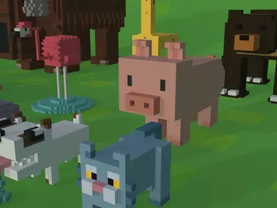 Voxel Animals Pack Low-poly 3D model
