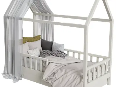 Childrens bed with columns  3D model