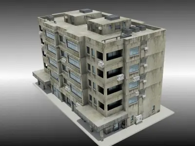 Apartment block dirty Low-poly 3D model