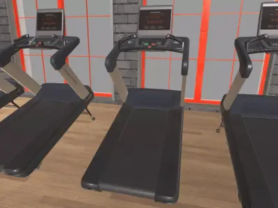 Treadmill four treadmills in gym 3D model