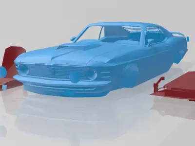 1970 Mustang Boss 302 - 3D Printable Model in Separate Parts 3D print model