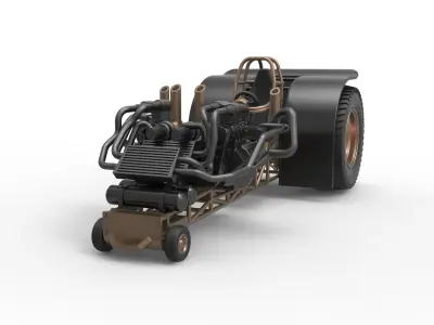 Twin-engined pulling tractor Scale 1 to 25 3D print model