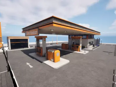 Gas Station  Low-poly 3D model