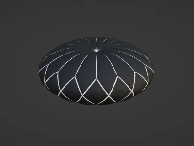 Round decorative black pillow 3D model