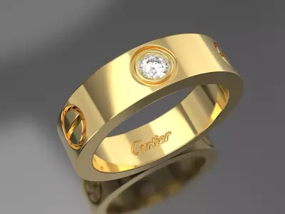 Love Ring with engraving 1 gem 3D print model