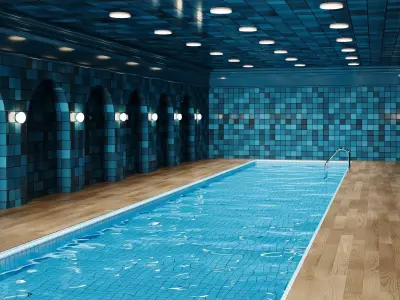 Stylized Indoor Swimming Pool Tunnel Environment 3D model
