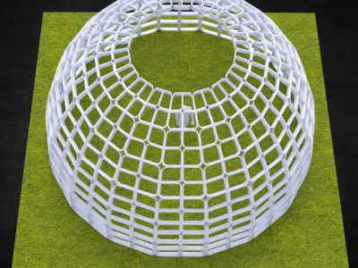 Dome structure rectangular panels geodesic style architecture Low-poly 3D model
