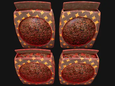 Bowl Packaging Dry Cereal Food for Pet Dog and Cat Pack Low-poly 3D model