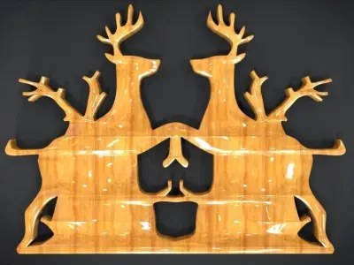 Wall decoration with deer motif 3D print model