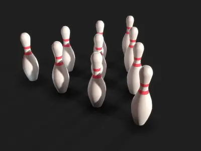 Ten Pin Classic Bowling Pins Low-poly 3D model