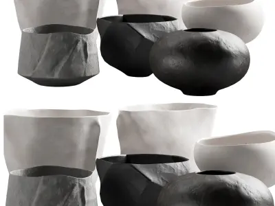 302 decorative vases and pots 02 deformed folded relief vase 3D model