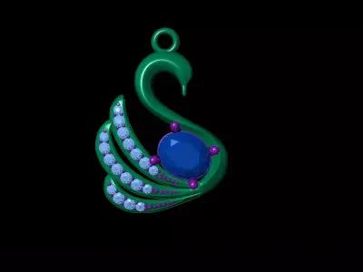 Swan gemstone pendant 3D print model