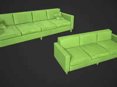 Modern Couch Set Low-poly 3D model