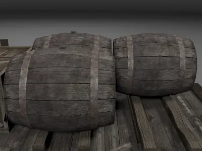 Train Flat Car with Props 3D model