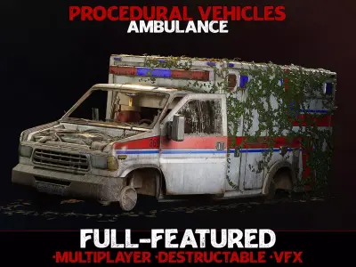 Ambulance - Interactable Vehicles UE4 UE5 Low-poly 3D model