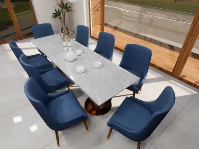 Dining Table and Chair 3D model