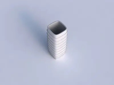 Vase quadratic tall with horizontal layers 3D print model