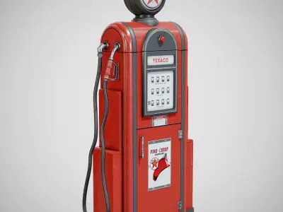 Gas Pump - Texaco 60s Clean Low-poly 3D model