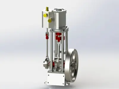 A SIMPLE 1  CYLINDER VERTICAL STEAM ENGINE WITH SLIDE VALVE 3D model