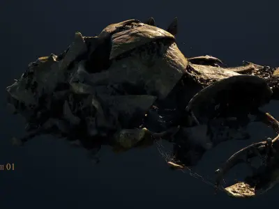 Broken Skull with Spiderwebs and Cobwebs for Unreal  Engine 5 3D model