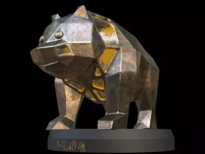 Steampunk Panda Low-poly 3D model