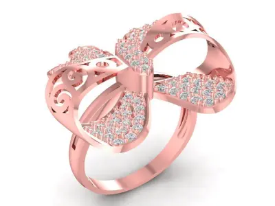 Luxury Bow Diamond Ring for Women  2812 3D print model