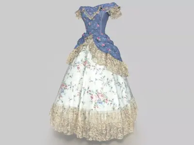 ROCOCO ERA DRESS 3D model