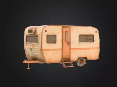 Rustic Traveler Caravan Low-poly 3D model