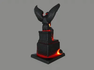 statue 3 of eagle with flames Low-poly 3D model