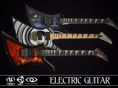 Electric guitar Jackson Kelly 3 skins Low-poly 3D model