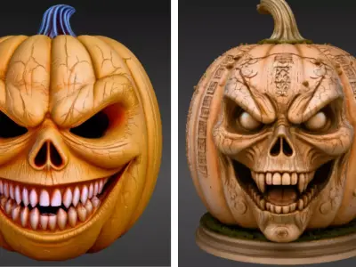 Halloween Horror Pumpkin Face Two Model Pack  3D model