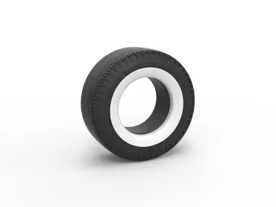 Whitewall rear tire of vintage dragster Version 2 Scale 1 to 25 3D print model