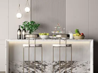 Modern Bar table chair  3D model