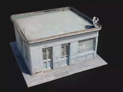 Blue Vintage Kiosk  Charming Streetside Elegance 3D model