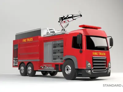 3D model of  rigged Fire Truck cartoon ready to animate 3D model