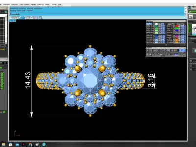 Elegant Emerald Flower Halo Ring for Women  3354 3D print model