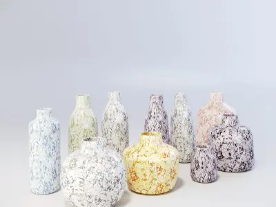 Capiz pulp Kinta vases collection 3D model