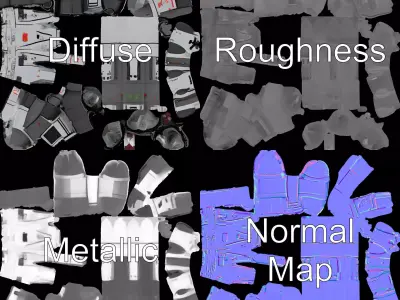 Futuristic Space Rocket model pack Low-poly 3D model