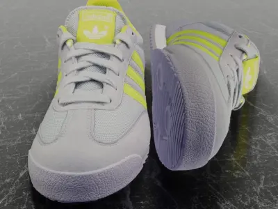 ADIDAS 3D SHOES - WHITE - YELLOW- DRAGON Low-poly 3D model