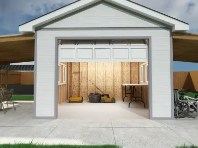Garage-002 garage with bike rack 3D model