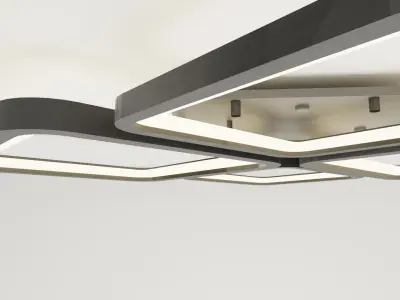 A modern square-shaped LED chandelier 3D model