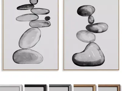 Abstract Painting Frame set 3D model 45