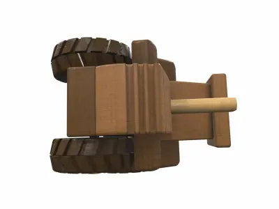 Wooden tractor toy 6 Free 3D model